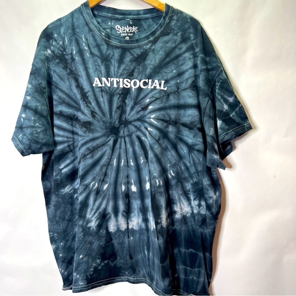 Spencer's Antisocial Tie Dye Graphic Tee Shirt Men's Size XL
